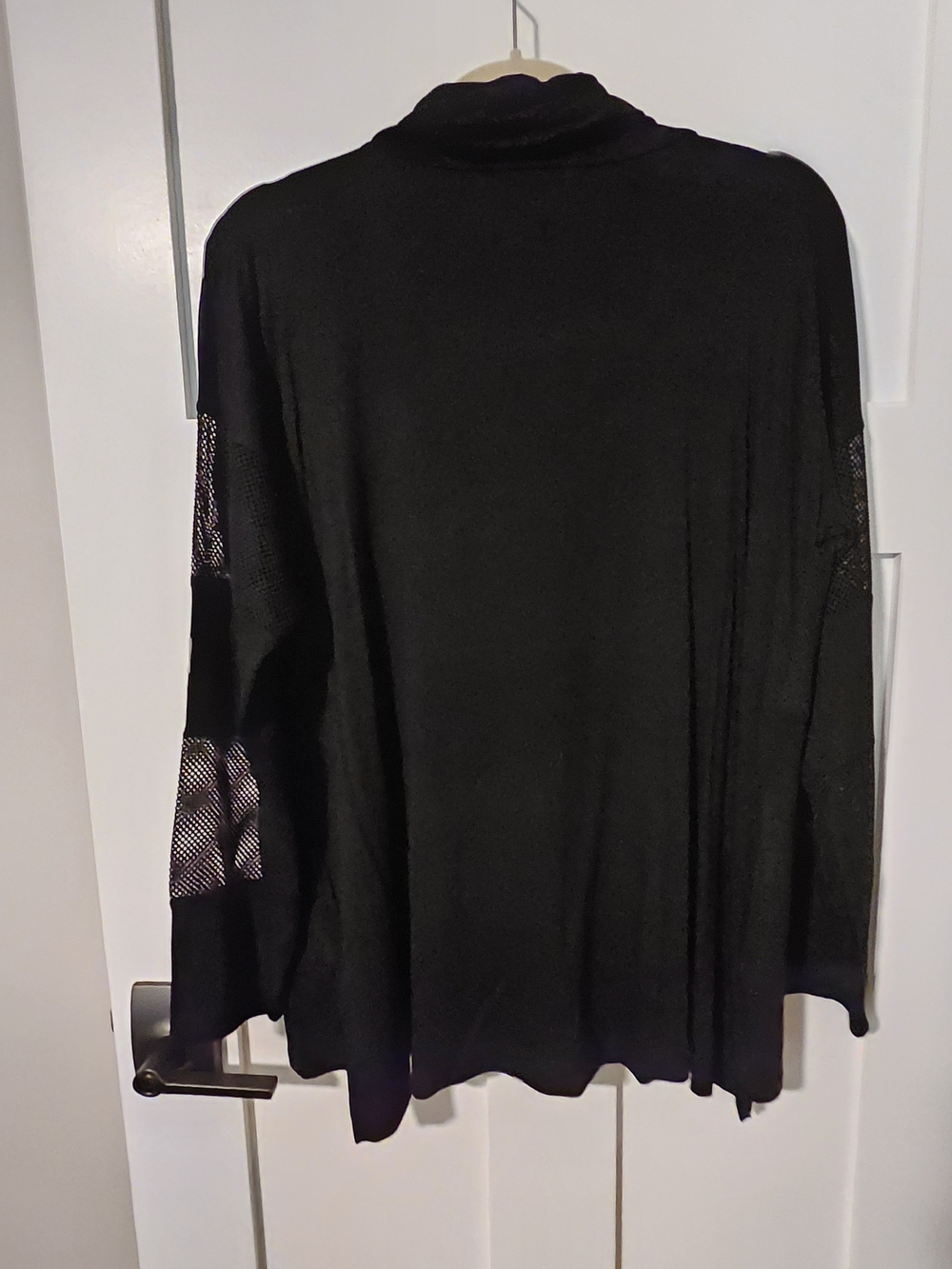 Cowl Neck Mesh Panel Sweater - Black - Picture 2 of 4